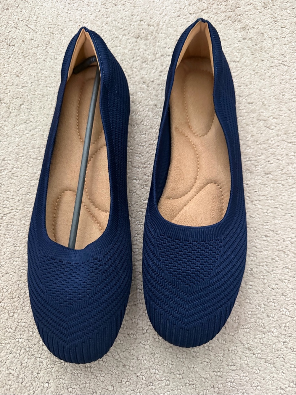Navy Knit Slip-On Women's Ballet Flats